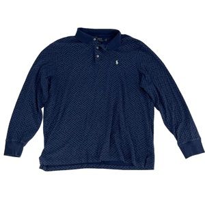 Polo By Ralph Lauren Shirt Mens Large Navy Blue Classic Fit Print Soft Polo $138